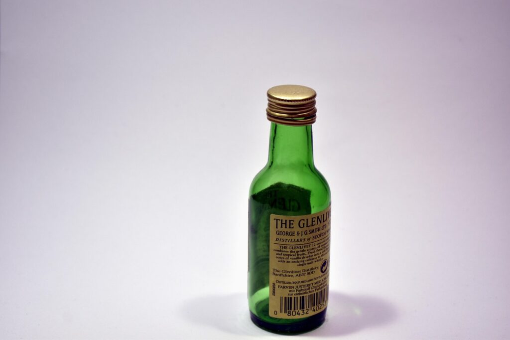bottle, green, empty, scotch